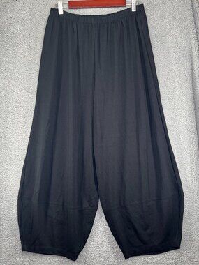 Bryn Walker Black Wide Barrel Leg Pants Modal Elastic Waist Lagenlook size Large